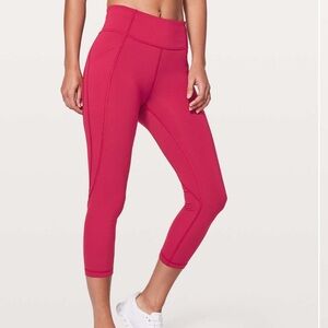 Lululemon Time To Sweat Crop 23” Ruby Red Leggings Size 6